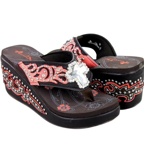 western flip flops with bling